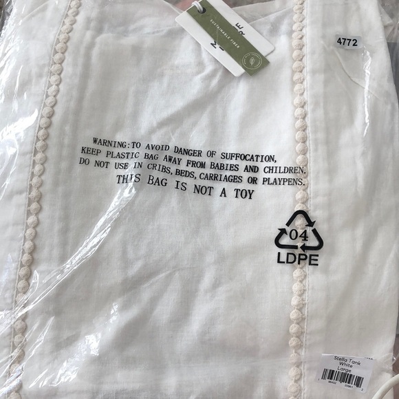 Marine Layer Stella Tank Top Lace Trim Square Neck Sleeveless Crop White NWT L - Picture 2 of 5